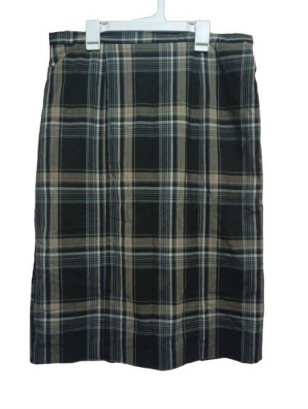 Isaac Mizrahi Black and Tan Plaid Pencil Skirt